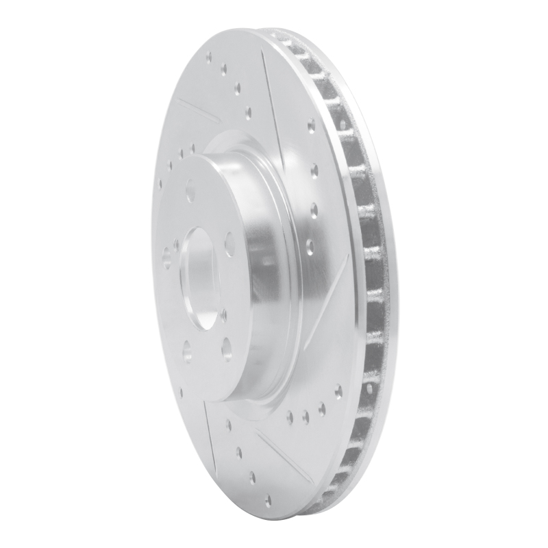 Subaru Impreza Brake Rotor (1) - Front Right - R1 Concepts - Drilled & Slotted - Silver - `17-`23